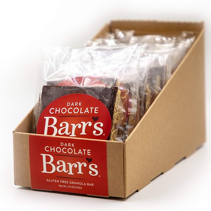 Mrs. Barr’s Natural Foods Granola Bars | Dark Chocolate | Certified Organic Gluten Free Oats | Soft Texture | Small Batch | Gourmet Quality | Real Ingredients | 2.5 Ounces (12 Pack)