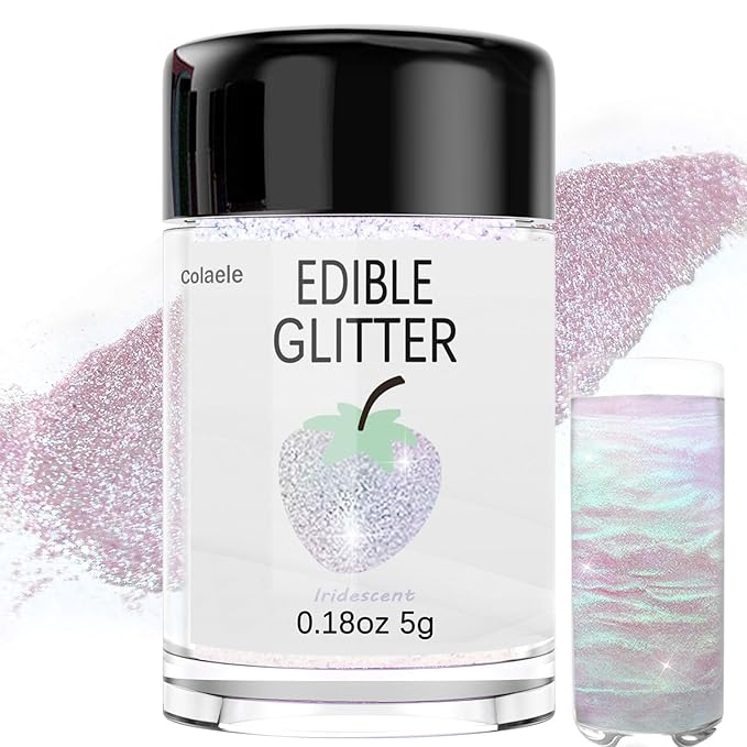 Iridescent Edible Glitter for Drinks - 5 Grams Prism Powder Cocktail Drink Glitter Food Grade Luster Shimmering Dust Vegan Metallic Food Coloring Sprinkle for Cake Decorating, Chocolates, Fondant Pops