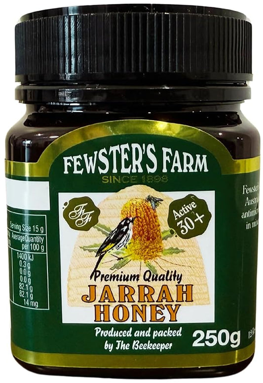 Jarrah Honey TA 30+ - 250 g / 8.8 oz Jarrah Honey is nectar gathered by bees from the flowers of the Jarrah Tree