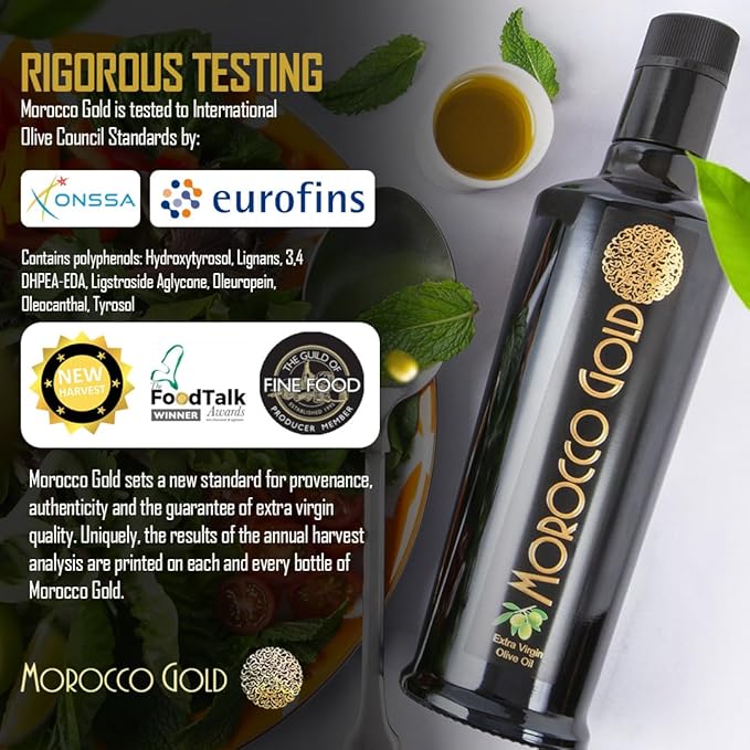 Morocco Gold New Harvest Extra Virgin Olive Oil Early Harvest ??Cold Pressed ??Polyphenol Rich 652mg/kg EVOO Fresh Harvest Pure and Natural. 500ml/17 Fl Oz