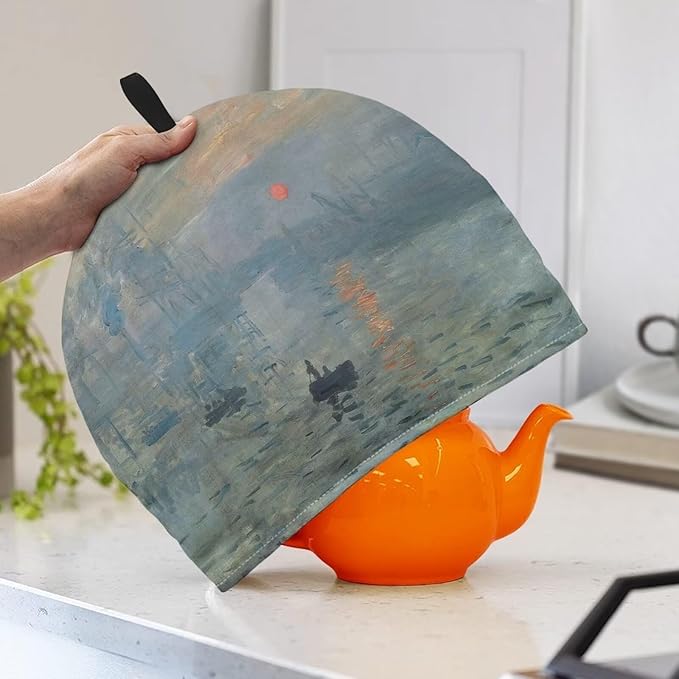 Art Print Tea Cosy for Teapot Lightweight Large Teapot Cover with Top Handle Insulated Home Decor Thick Teapot Cozy for Women Gifts