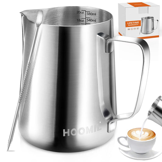 HOOMIL Milk Frothing Pitcher, 12oz/20oz/32oz 304 Stainless Steel