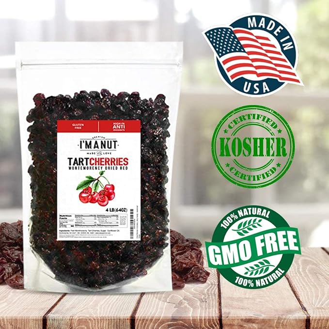 Dried Cherries 1 LB (16oz) Resealable Bag, Tart (Sour) Montmorency Variety - /sweetened