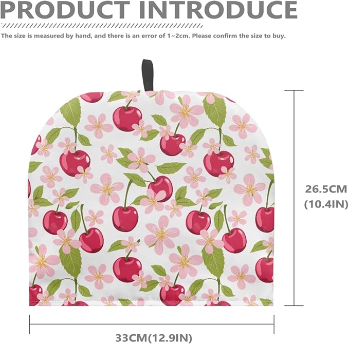 Large Tea Cozy for Teapot Red Cherry Print Extra Thick Tea Pot Cover Home Kitchen Decoration Insulated Teapot Cozy Dust Kitchen Accessories for Home Daily