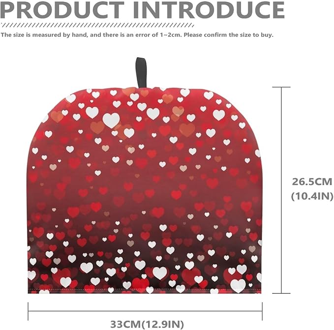 Hudotybom Red Heart Tea Cozy for Teapot - Insulated Large Cover to Keep Warm - Machine Washable Coffee Pot Cloth Cover - Valentine's Day Decorations