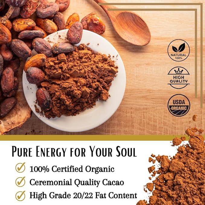 Ohm Raw Cacao Powder Organic Pure Unsweetened | Natural Source of Magnesium & Iron | Organic Chocolate Baking Powder/Drink Mix (33 Servings)
