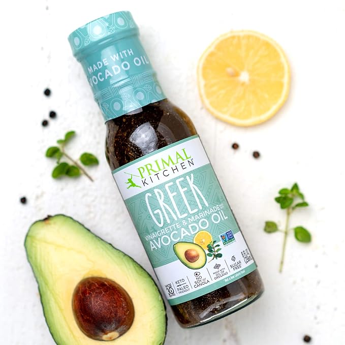Primal Kitchen Italian Dressing, Balsamic Vinaigrette, and Greek Dressing & Marinade, Made with Avocado Oil, 8 Fluid Ounces, Variety Pack of 3