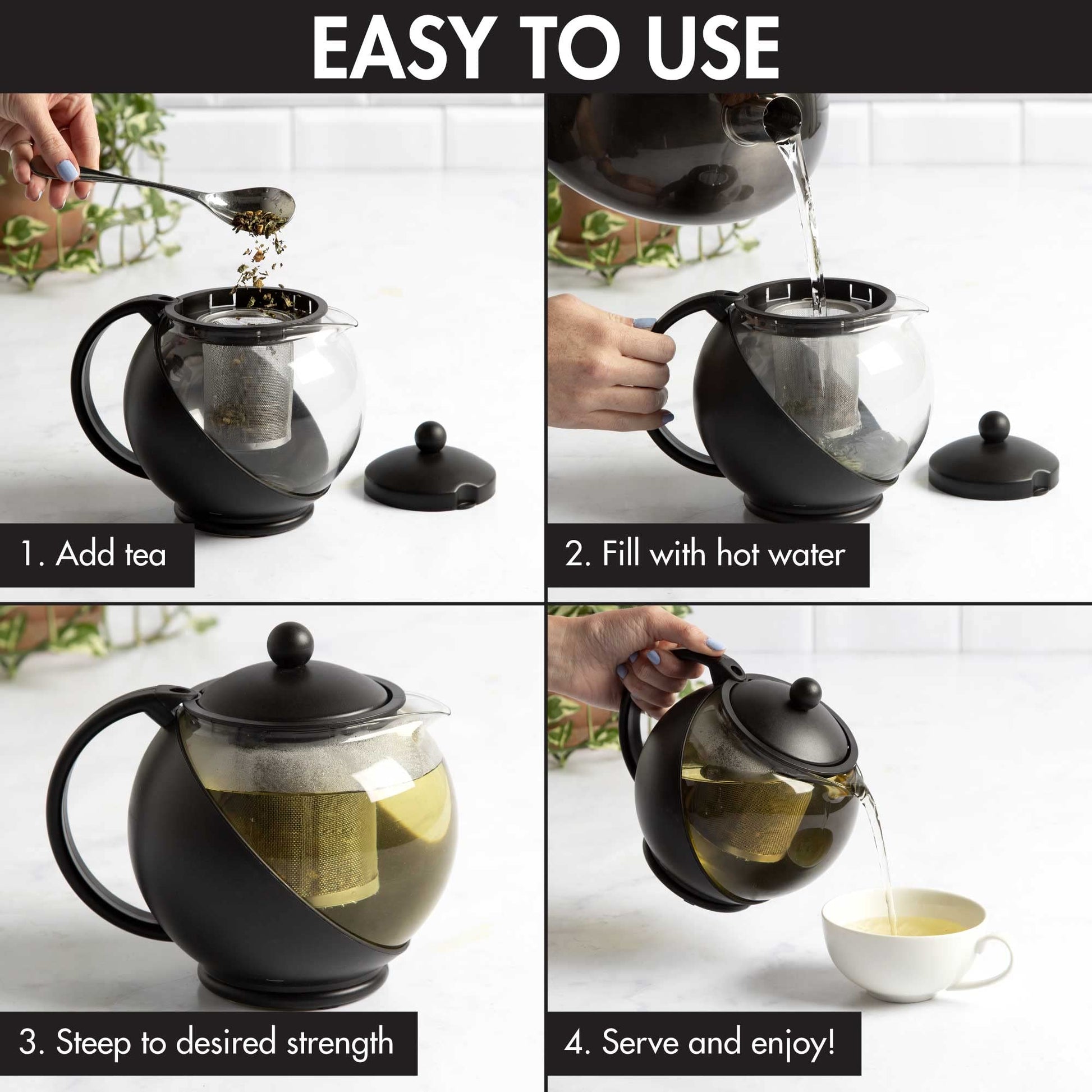 Primula Half Moon Teapot with Removable Infuser, Glass Tea Maker with Reusable Fine Mesh Stainless