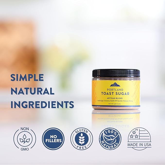 Portland Salt Co. Toast Sugar Spice Blend w/Vanilla Sugar, Cinnamon & Sea Salt ??Signature All-Purpose Seasoning, Breakfast or Dessert Rub - Non-GMO, 4 Oz (Pack of 1)