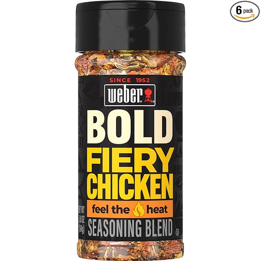 Weber BOLD Fiery Chicken Seasoning Blend, 5.8 Ounce Shaker (Pack of 6)