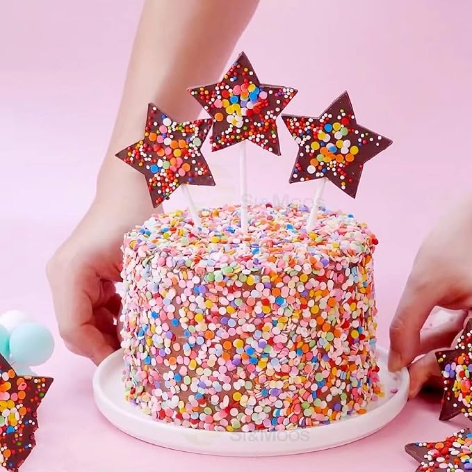SE Si&Moos Rainbow Sprinkles Rainbow Confetti Sprinkles Edible Confetti Sequins for Cake Decorations, Baking, Ice Cream, Cookies, Cupcake Toppers Party Baby Shower Holiday Supplies 3 OZ