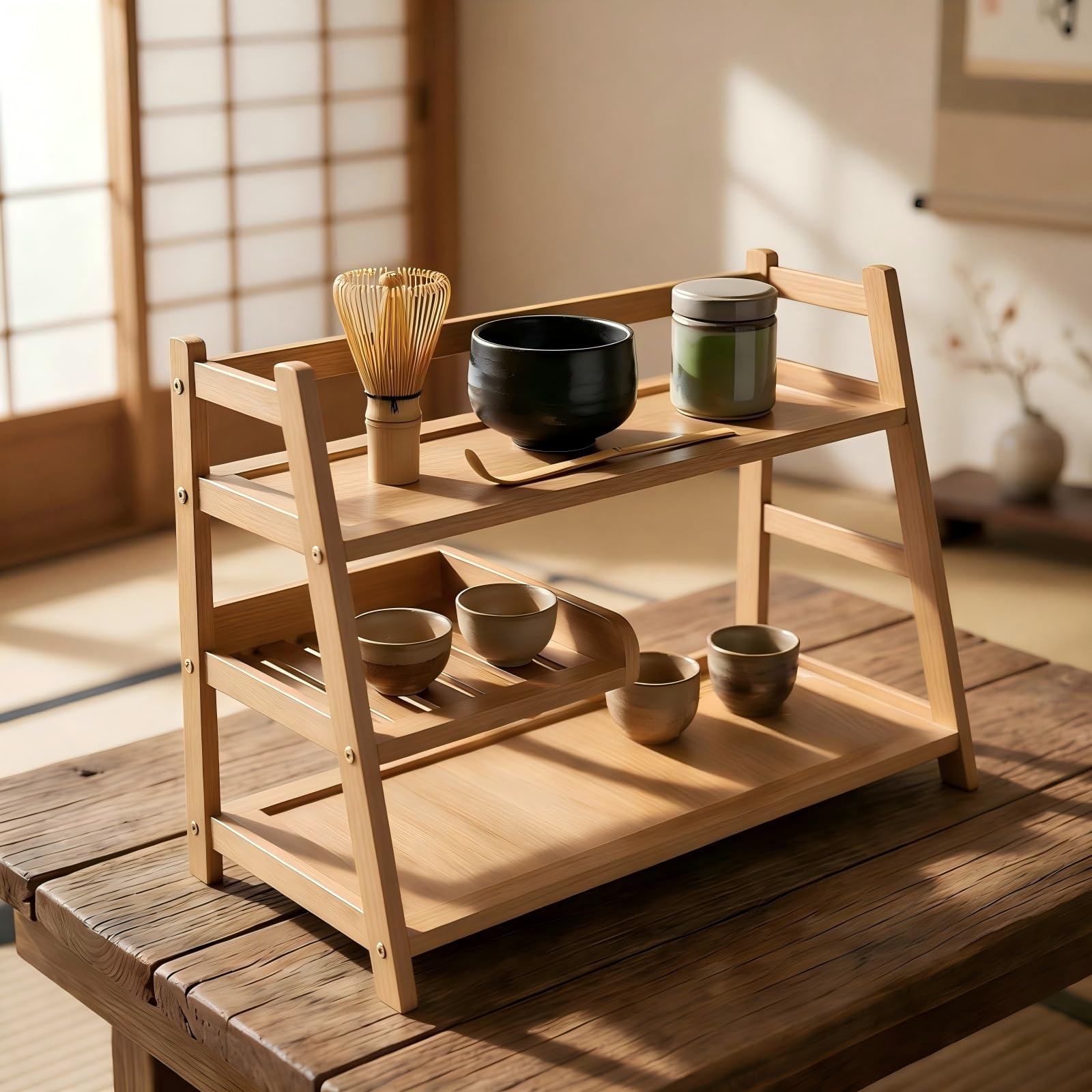 Lnncdsc 3 Tier Bamboo Matcha Station, coffee station organizer Shelf