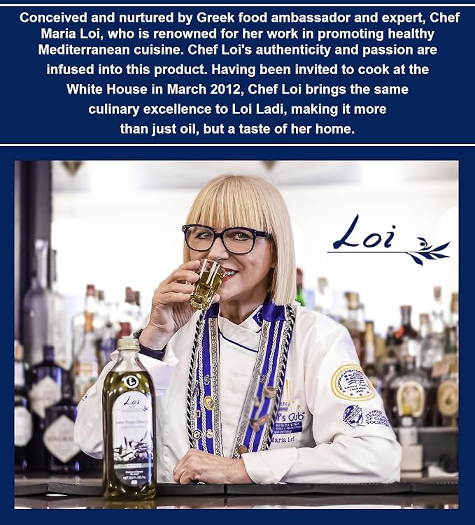 Loi Ladi - Extra Virgin Olive Oil from Crete, Greece by Chef Maria Loi, Authentic and Unfiltered - 33.8 Fl. Oz.