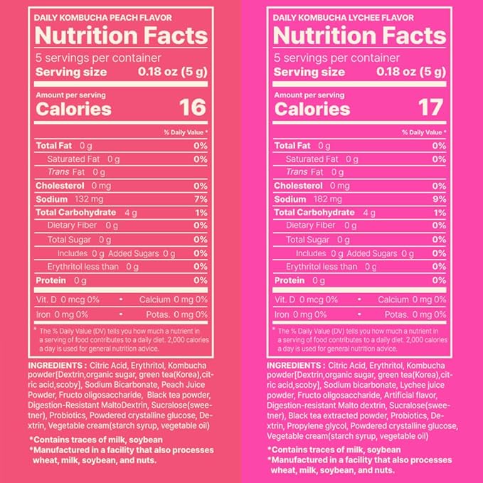 KAYFOOD-Kombucha-Peach-Garden-Daily Zero Sugar, Diet, Gut Healthy Sparkling Beverage, Fermented Korean Drinks for Iced, Hot, Workout Tea (10ST) (10ST, Lychee&peach)