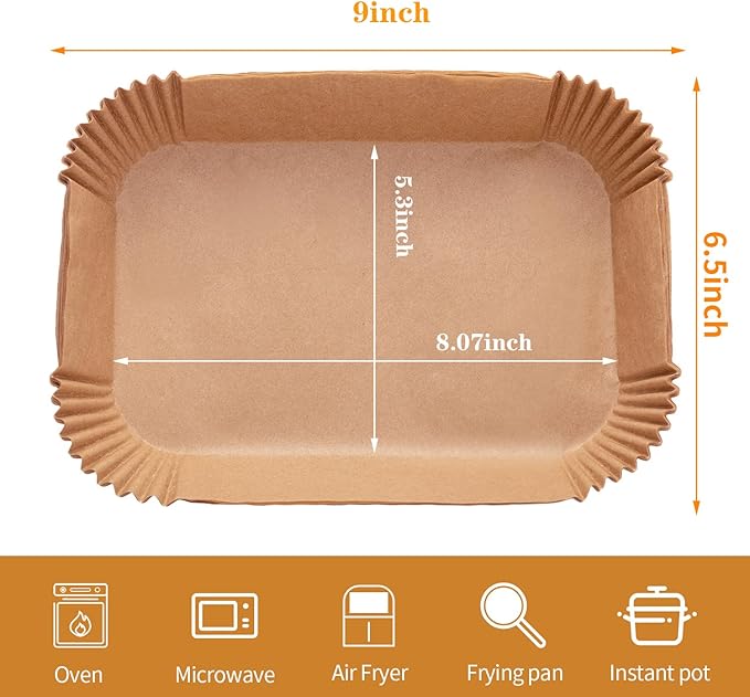 Ninja Air Fryer Liners Disposable, Ninja Dual Air Fryer Liners,150PCS Rectangle Air Fryer Accessories,Baking Parchment Paper Liners for Ninja DZ201 /401