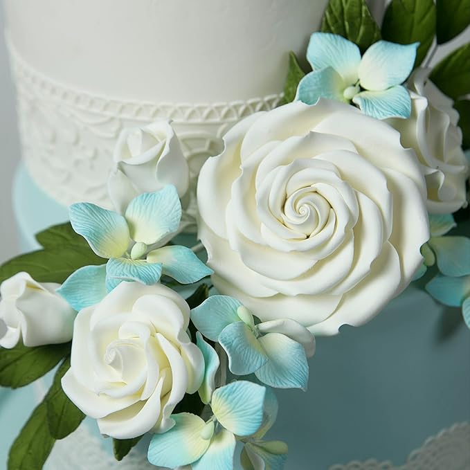 Global Sugar Art Rebecca Rose Sugar Cake Flowers, White 3 Inches, 3 Count by Chef Alan Tetreault