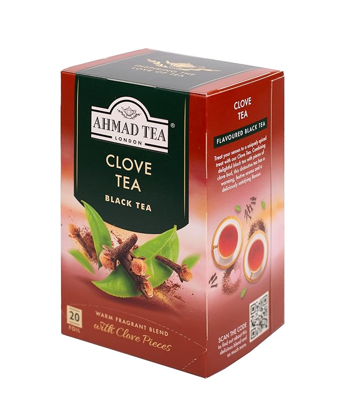 Ahmad Tea Black Tea, Clove Teabags, 20 ct (Pack of 6) - Caffeinated & Sugar-Free