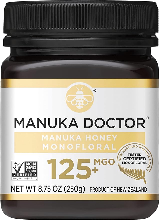 MANUKA DOCTOR - MGO 125+ Manuka Honey Monofloral, 100% Pure New Zealand Honey. Certified. Guaranteed. RAW. Non-GMO (8.75 oz)
