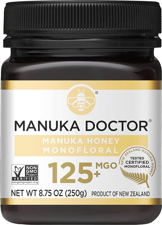 MANUKA DOCTOR - MGO 125+ Manuka Honey Monofloral, 100% Pure New Zealand Honey. Certified. Guaranteed. RAW. Non-GMO (8.75 oz)