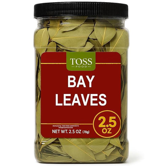 TOSS Bay Leaves Whole – Dried Spice Herb for Cooking, Soups, Stews, Rice & Curry – 2.5 oz Resealable Jar