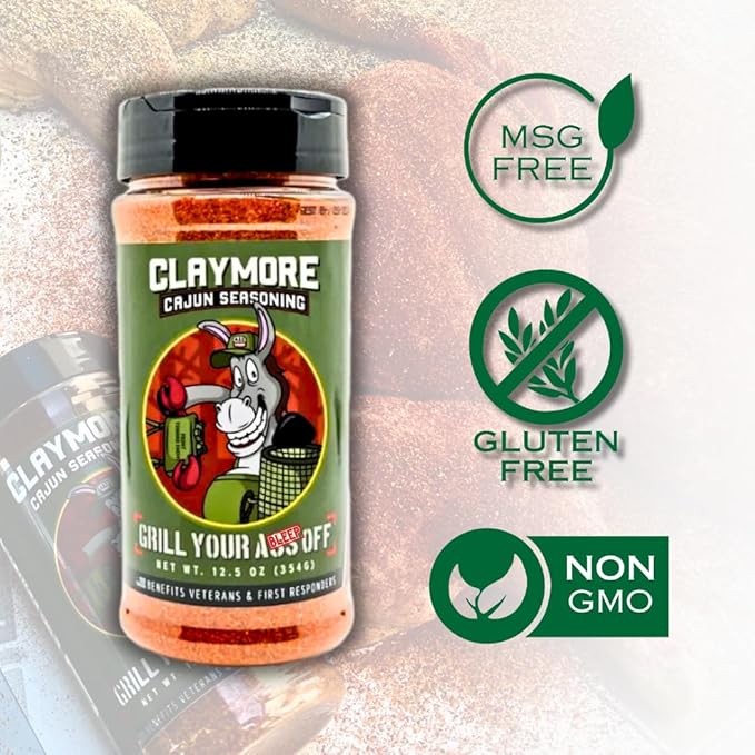 GYAO Claymore Cajun Seasoning – 12.5oz Spicy Blend for Meats & Seafood – MSG & Gluten Free – USA Made & Veteran Owned