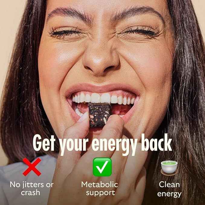 GEM Energy Caffeinated Bite | Holistic Sustained Energy | Supports Metabolism, Stamina & Endurance | 40mg Caffeine, Ginseng Root, L-Theanine | Chocolate Cacao Sea Salt | 7 Servings