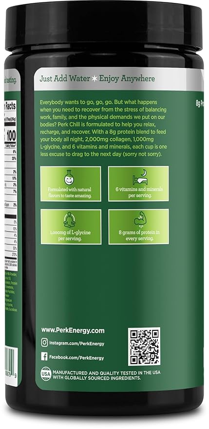 Perk Chill Mint Chocolate Flavored Drink Mix (18 Servings) - Gluten-Free, Peanut-Free