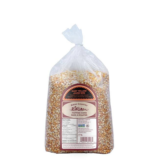 Amish Country Popcorn Baby Yellow Popcorn Kernels, 6LB Bag - Non-GMO, Gluten Free, Old Fashioned Popcorn