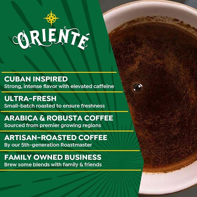 Oriente Sweetened Espresso with Cinnamon Coffee Pods, 18 ct, Dark Roast Flavored Cuban Inspired Coffee in Recyclable Single Serve Pods - 100% Arabica Beans, Compatible with Keurig K Cups Maker