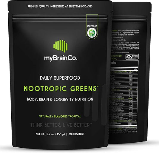 Nootropic Greens - Premium All-in-One Body, Brain & Longevity Optimization Nutrition. Organic