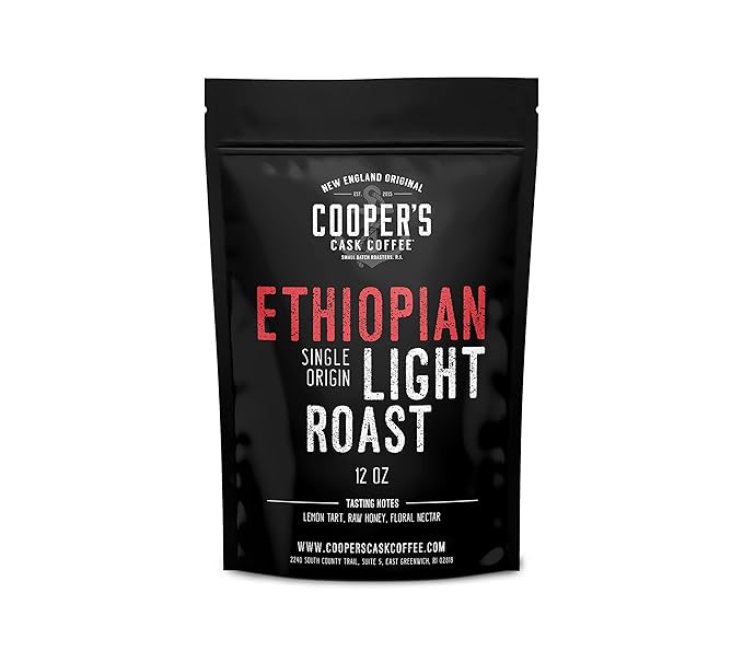 Ethiopian Bold Light Roast Grade 1, Ground Coffee, Natural Dry Processed Single Origin, Intense Bright Bold & Aromatic Coffee, Gourmet Coffee - 12 oz Bag