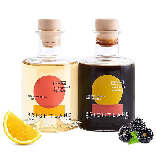 Brightland The Pair, Balsamic Vinegar & Champagne Vinegar Duo - Artisinal Vinegars Perfect for