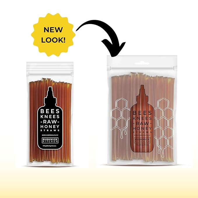 Bees Knees Clover Honey Sticks, 50 Sticks, 1tsp each, Paleo Friendly, Gluten Free Wildflower Honey Straws, Great Food Gifts or Food Gift Basket
