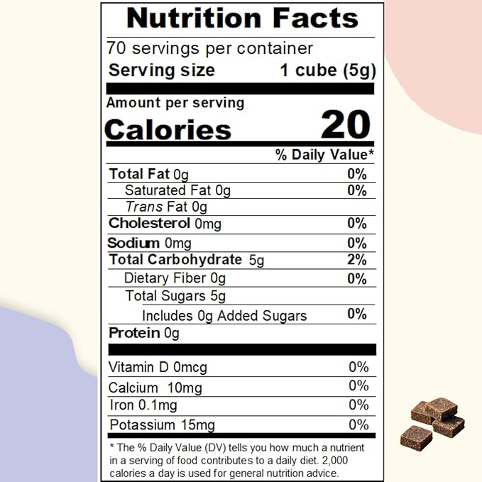 FOODHO GABA Joy Cubes Brown Sugar Cubes - Natural Dark Muscovado Sugar | Old Fashioned Pure Cane Sugar | Rich Nutrients for Good Sleep | Perfect for Tea, Coffee, Milk | No Preservatives