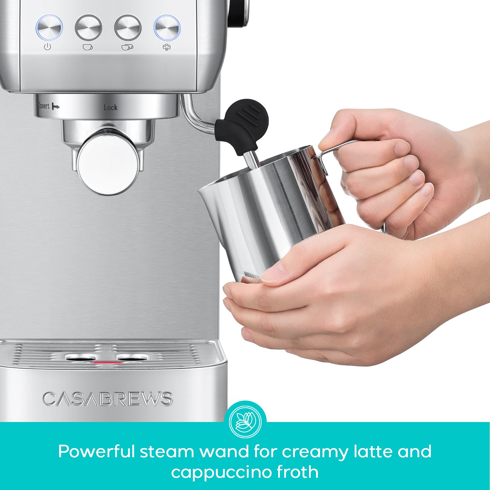 CASABREWS 3700 Essential Stainless Steel Espresso Machine with Steam Wand