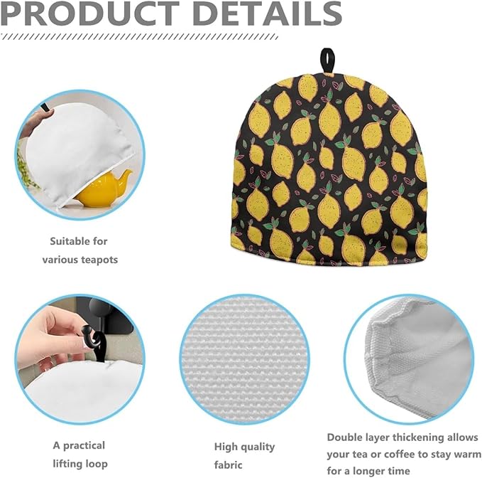 Lemon Teapot Cover Tea Cozy for Teapot Insulated Kitchen Accessory Tea Pot Cozy for Keeping Warm Yellow Home Decor Teapot Cover