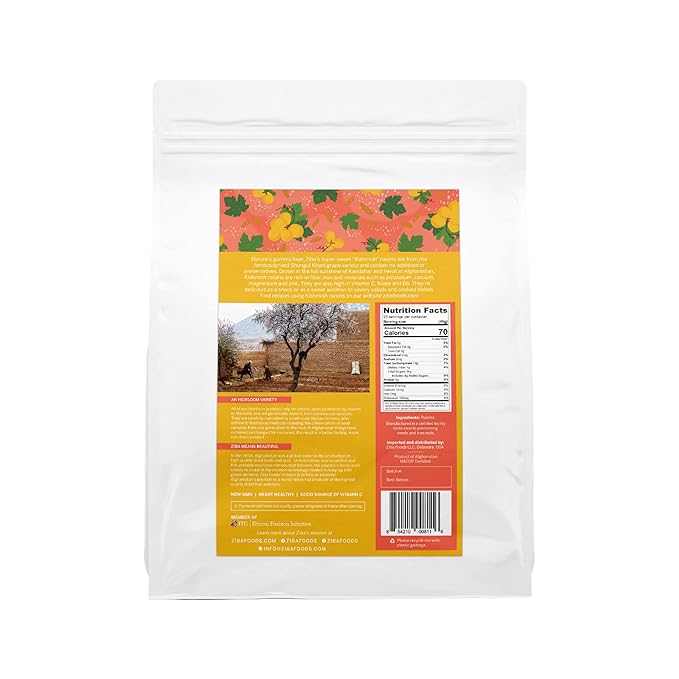 Ziba Foods Kishmish Raisins | Non-GMO, Vegan, Whole 30 Friendly & Paleo | Superfood Naturally High in Fiber, Iron and Immune Boosting Antioxidants, 2.2 lbs
