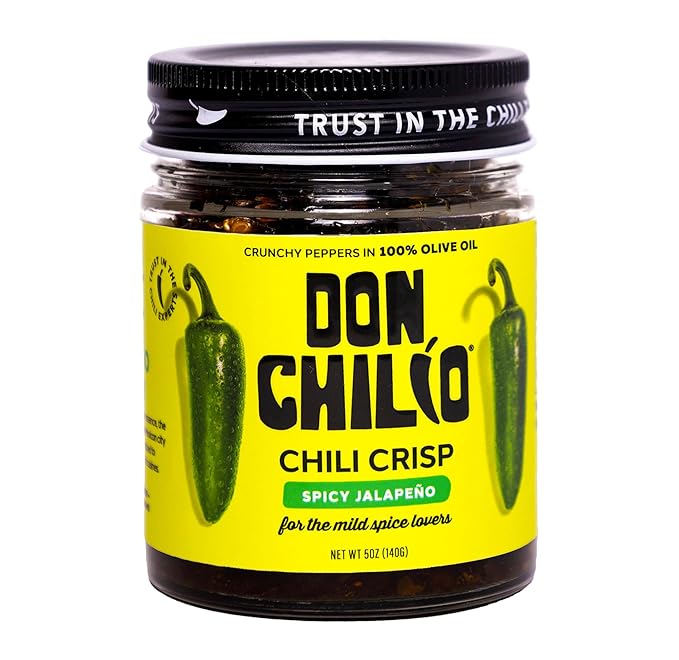 Don Chilio Mild Jalapeno Mexican Chile Crisp, 5 oz. ??Crunchy Sliced Jalapenos Fried Chili Peppers in Hot Seasoned 100% Olive Oil ??Keto-Friendly, Vegan, Gluten Free