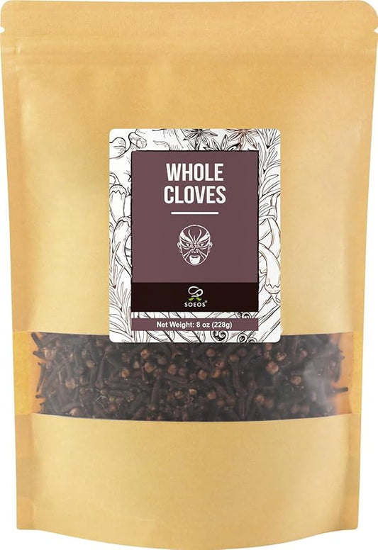 Soeos Whole Cloves 8 Ounce, Premium Quality Fresh Hand Picked Cloves Whole, Great for Foods and Tea, Clove Pomander Balls & Potpourri, Gluten Free, Non GMO, Kosher