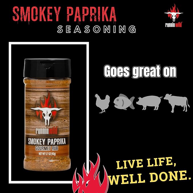 Smokey Paprika Seasoning | Smoked Paprika balanced out with brown sugar, spices, and a hint of natural smoke flavor | Runnin??Wild Foods, 5.7 ounces