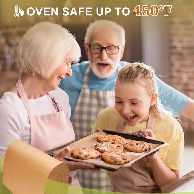 9 x 13 IN Parchment Paper for Baking, 200 Pre-cut Non-stick Brown Parchment Paper, Versatile Sheets Suitable for Baking Sheets, Shortening, Cooking, Grilling, Air Fryers, Ovens, Steamers, or More