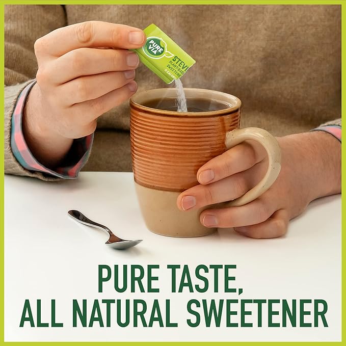 PURE VIA Stevia Sweetener Packets, Sugar Substitute, Natural Sweetener, Zero Calorie Natural Sweetener Packets, 1,000 Count