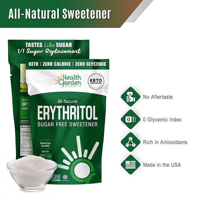 Health Garden Erythritol Sweetener - Non GMO - Gluten Free - Sugar Substitute - Keto Friendly - Tastes Like Sugar (9.75 lbs)