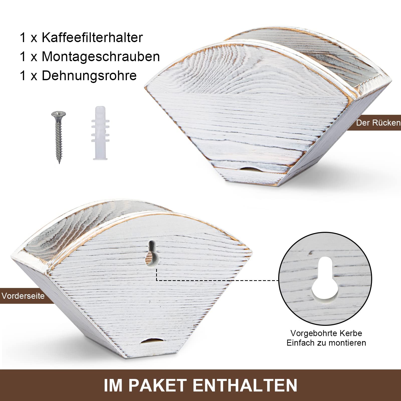 ANBOXIT Coffee Filter Holder, Farmhouse White Wall Mount