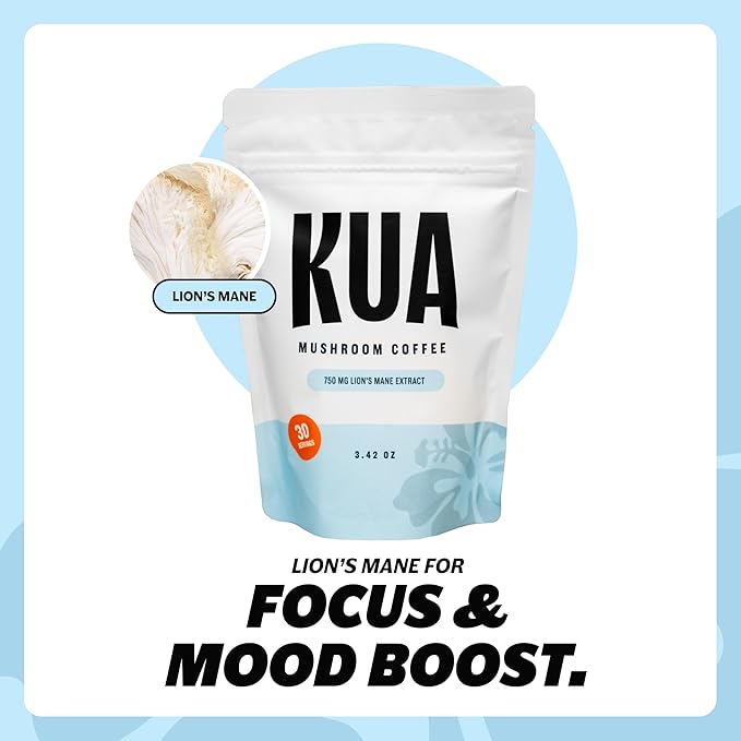 Focus Enhancing Adaptogenic Organic Mushroom Coffee with Lionsmane Mushroom Extract for Better Focus, Better Mood, Better Energy - Sugar Free, No Calories, 30 Servings of Instant Mushroom Coffee