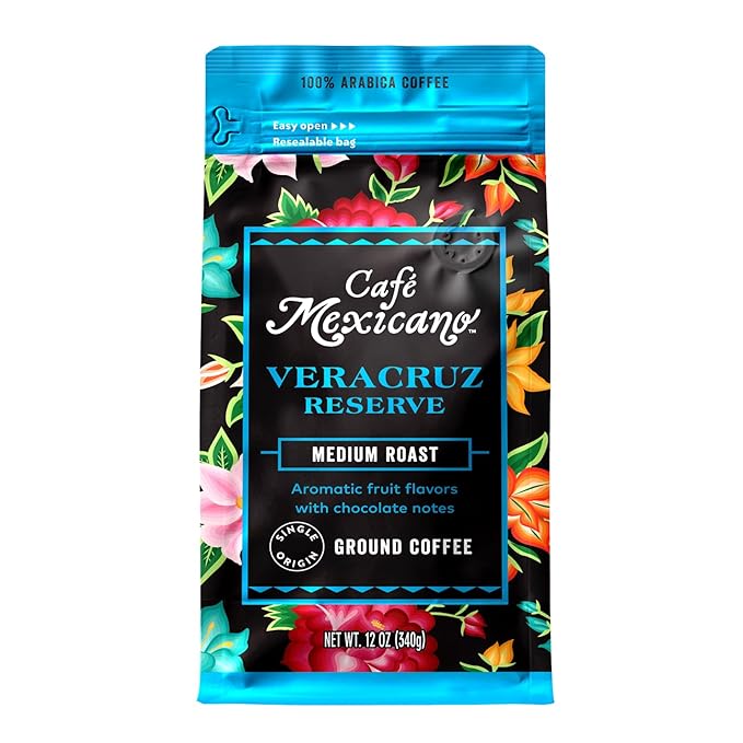 Caf챕 Mexicano - Veracruz Reserve Ground Coffee - Specialty Arabica Coffee Sourced from Mexico - 12 oz. Bag