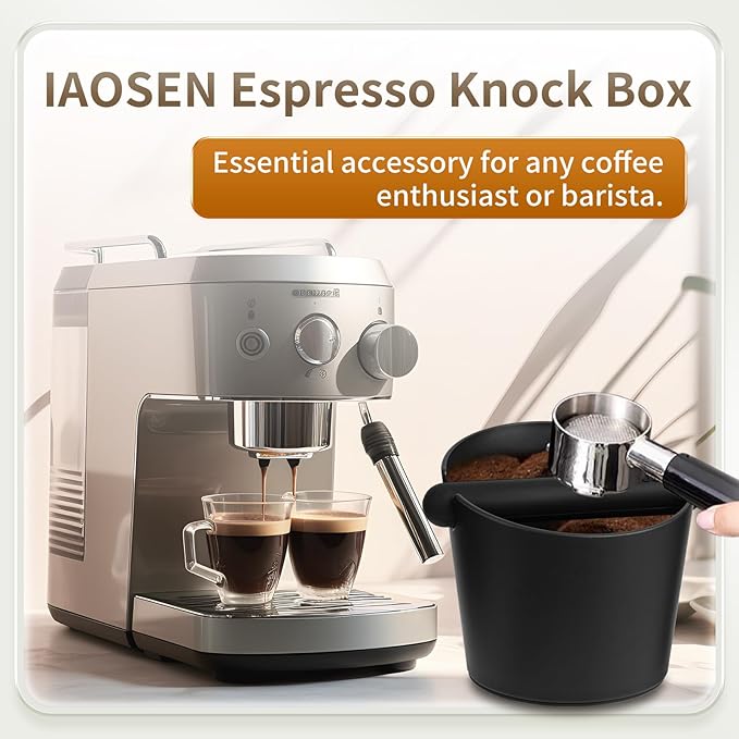 6.3Inch Large Espresso Knock Box Silicone coffee Tamper Mat Espresso Machine Accessories Set of 2 with Removable Knock Bar and Anti-Slip Base for Home Office Barista Tools for Bar Shop