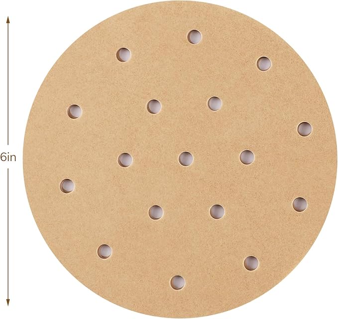 Beasea Air Fryer Round Liners 6 Inch, 200pcs Parchment Paper Unbleached Filter Paper Perforated Parchment Paper Bamboo Steamer Papers for Air Fryer and Steaming Basket