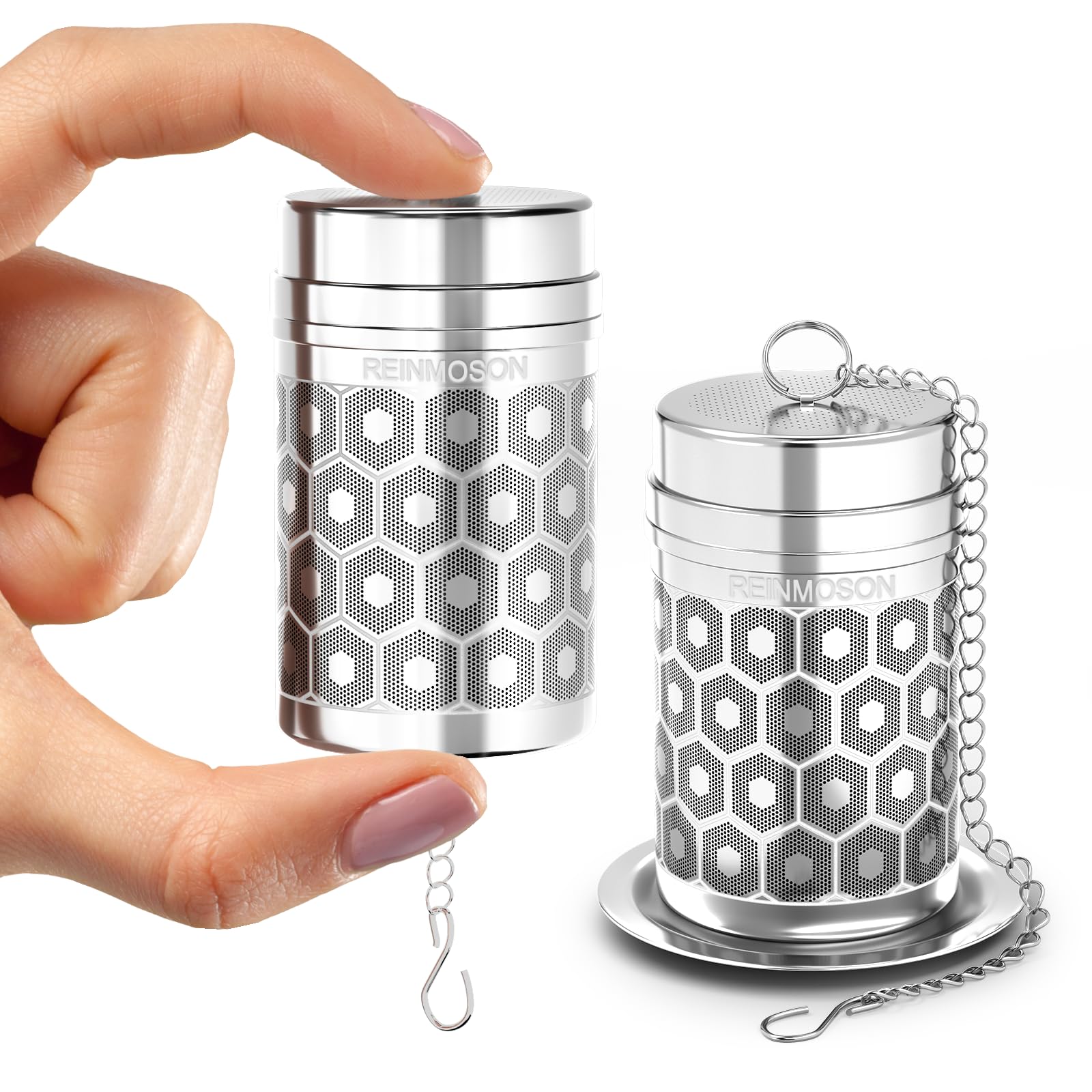 2 Pack Reinmoson Mini Stainless Steel Tea Strainer for Loose Tea 1.2”x2.2”