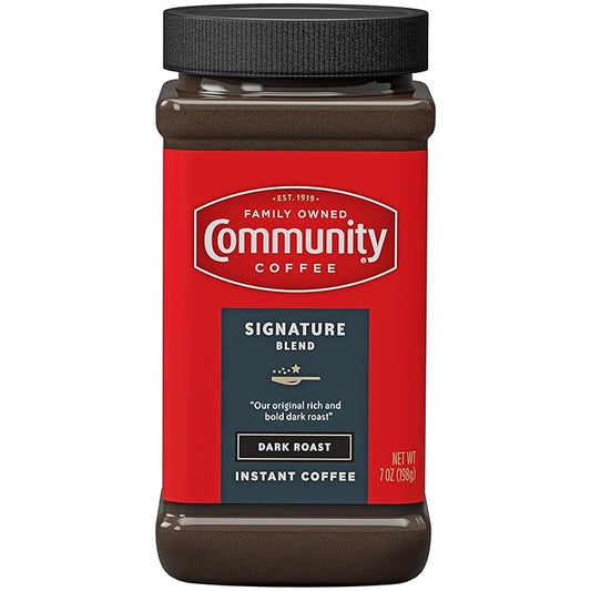 Community Coffee Signature Blend Instant Coffee, Dark Roast, 7 oz Jar (Pack of 1)
